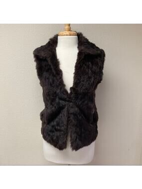 Adrienne Landau Rabbit Fur Vest in Brown Size S
